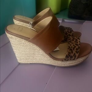 Leopard Print Wedge Sandals